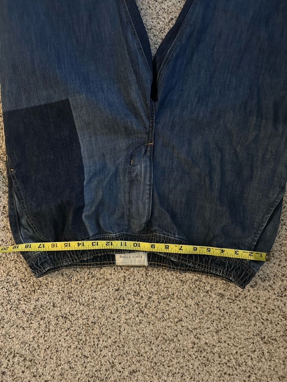 Sun & Stone Women’s Pull On Jogger Style Patchwork detail jeans size Large - Picture 8 of 10